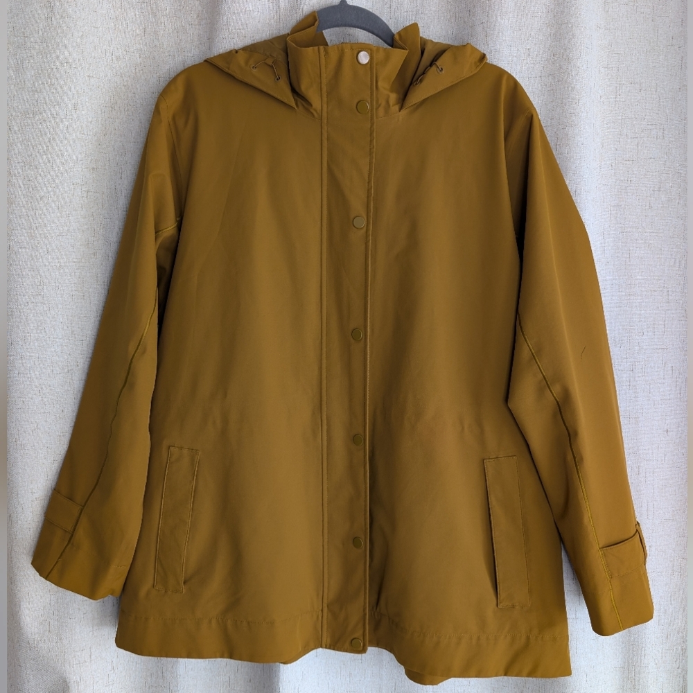 Athleta RainOut Sutro Long Trench Jacket Rain Jacket Mustard Yellow Size 1X - Picture 2 of 16
